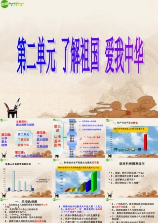 九年级政治 第二单元(了解祖国 爱我中华)复习课件 人教新课标版 课件