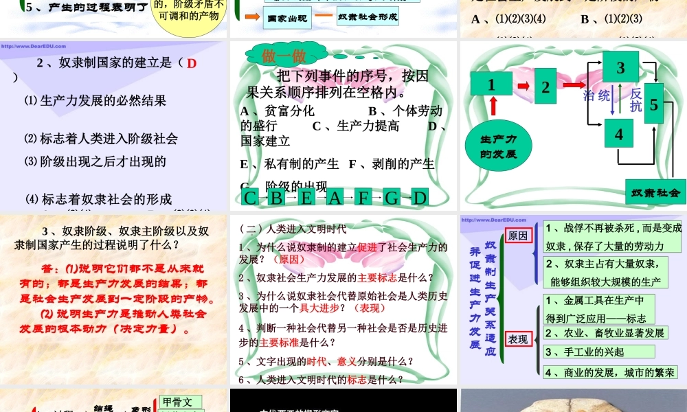 九年级政治第一轮复习 人类历史上第一个阶级社会 奴隶社会 人教版 课件