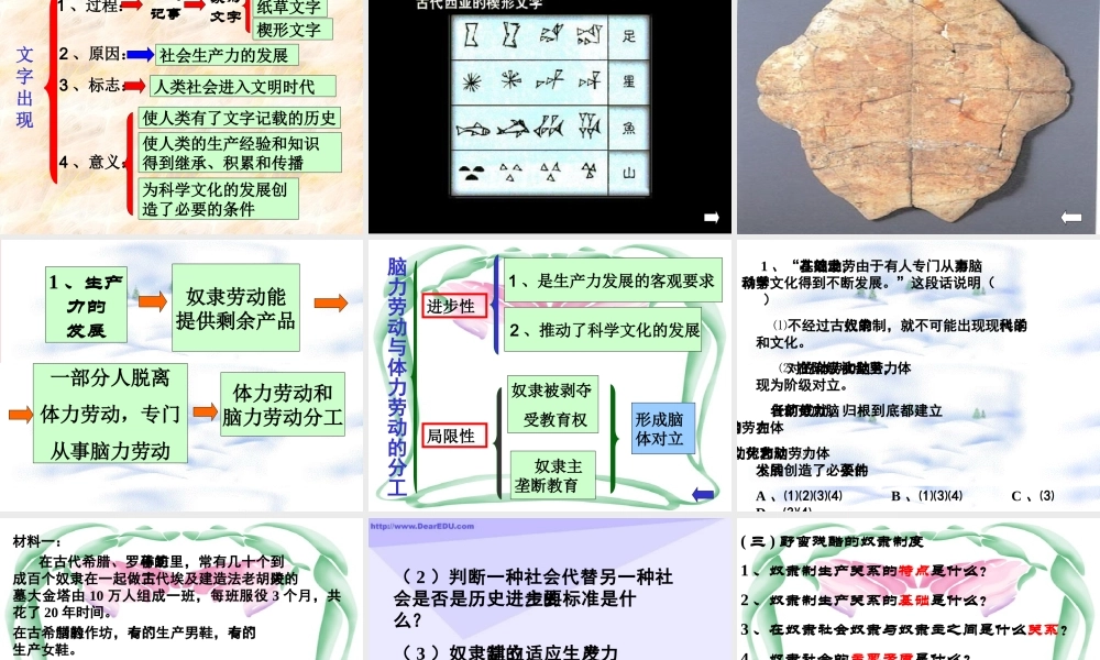 九年级政治第一轮复习 人类历史上第一个阶级社会 奴隶社会 人教版 课件