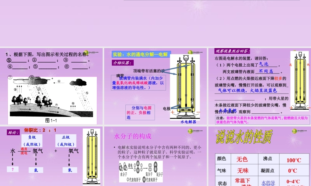 八年级科学上册 第一章 水和水的溶液 第2节 水的组成课件 浙教版 课件
