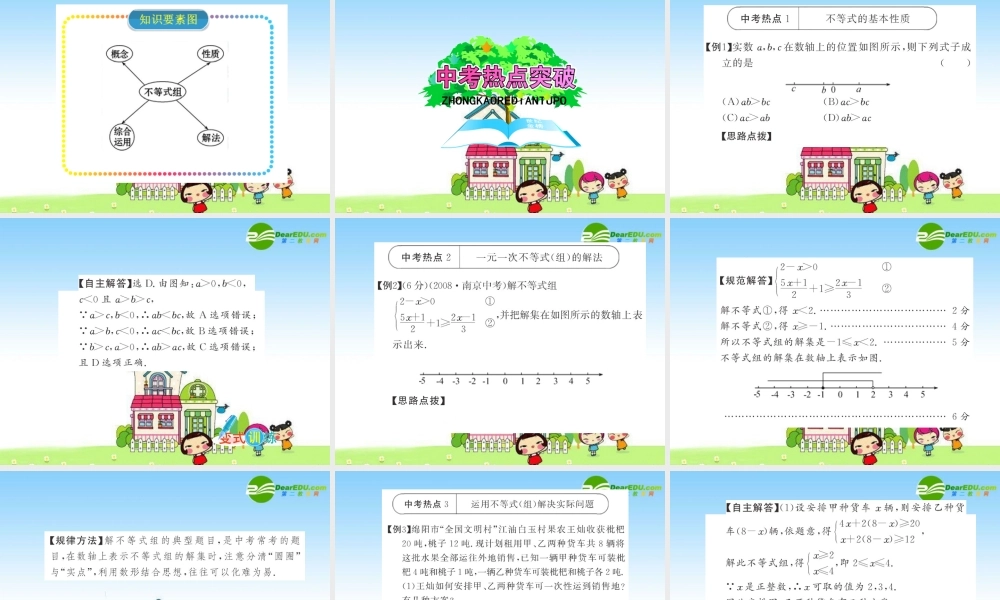 九年级数学中考复习精品课件第9讲 不等式与不等式组 课件