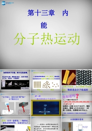 九年级物理全册 第十三章 第1节 分子热运动课件 (新版)新人教版 课件