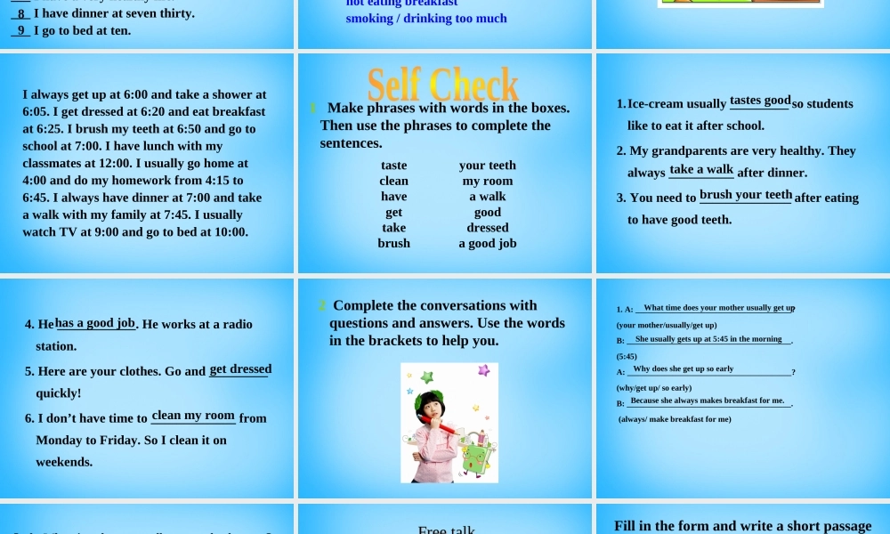 中学七年级英语下册 Unit 2 What time do you go to school课件4 (新版)人教新目标版 课件