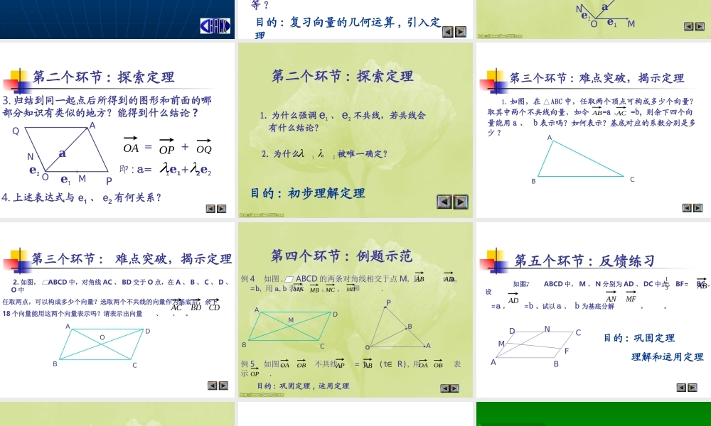 数学教师优秀课观摩课课件 平面向量基本定理 课件