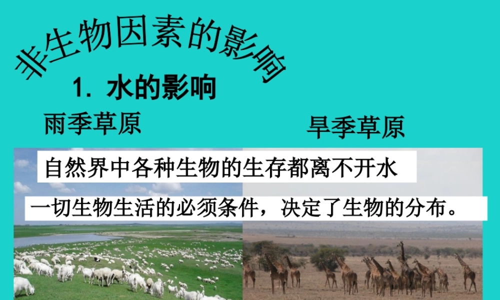 八年级生物下册 第七单元 第一章 第一节 一、非生物因素对生物的影响 非生物因素对自然界的影响课件 冀少版 课件