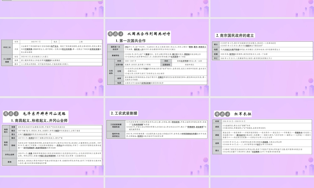 中考历史总复习 第九讲 新民主主文革命的开始、从国共合作到国共对峙课件 新人教版 课件