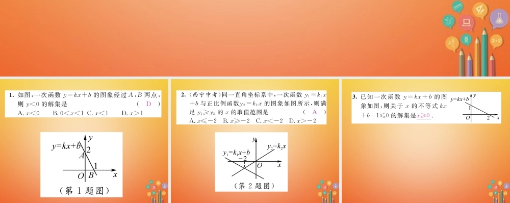 八年级数学下册 第2章 一元一次不等式与一元一次不等式组 课题6 一元一次不等式与一次函数当堂检测课件 (新版)北师大版 课件