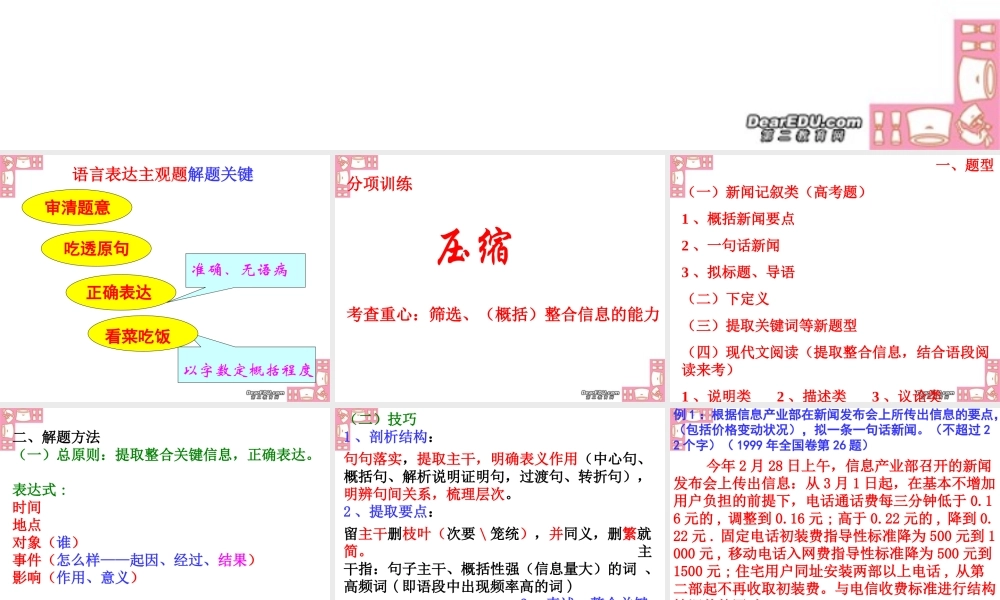 压缩语段高三语文专题复习课件 人教版 课件