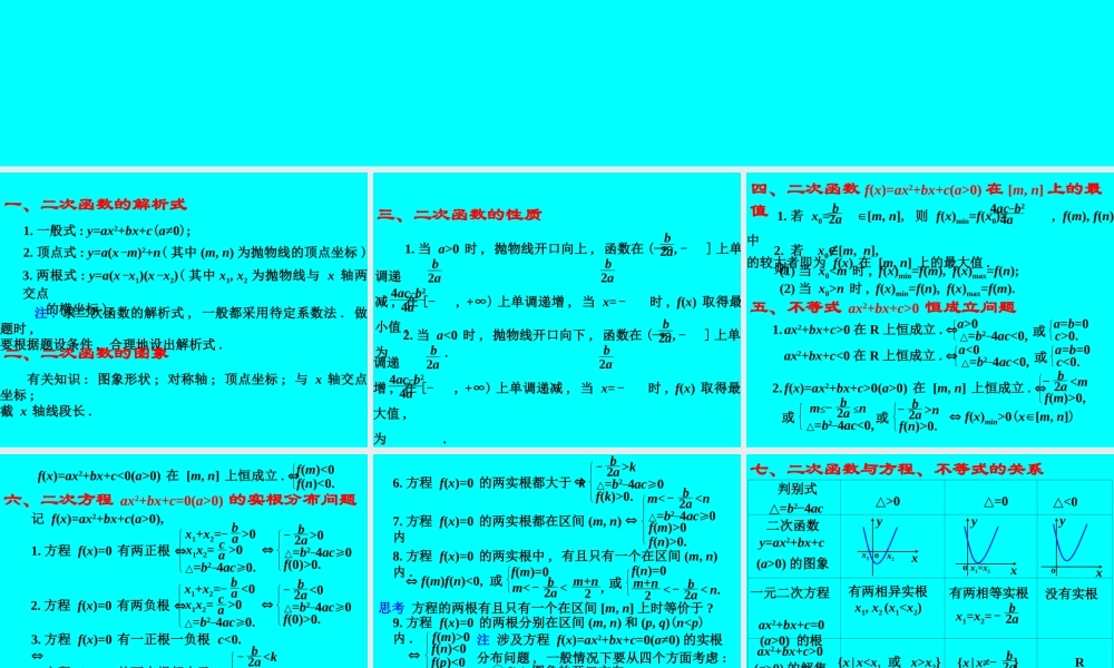 二次函数与方程 不等式 函数第二章高三数学第一轮复习课件 函数第二章高三数学第一轮复习课件