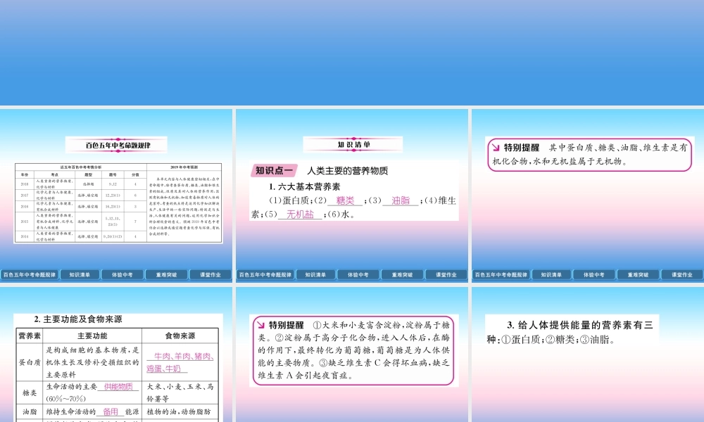 中考化学复习 第1编 教材知识梳理篇 第12单元 化学与生活(精讲)课件