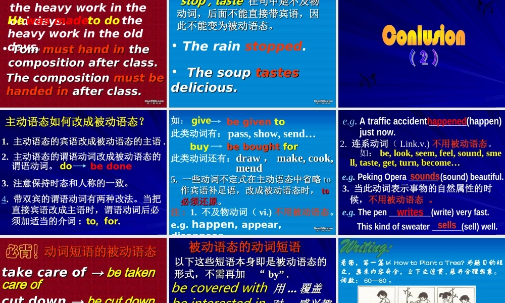 人教版初三英语被动语态总复习 试题