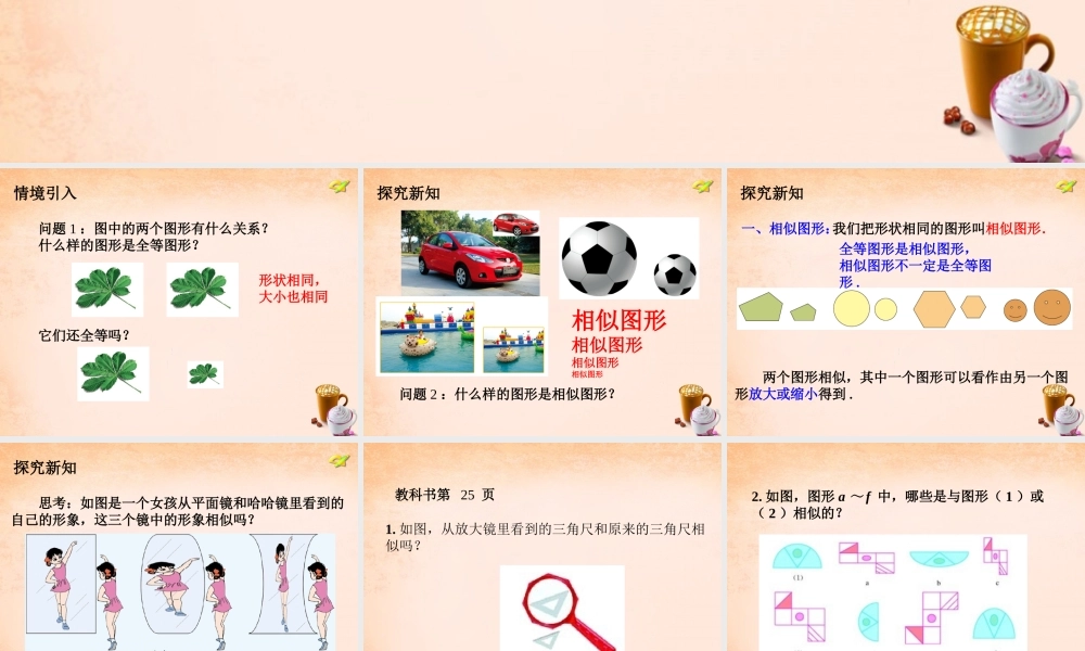 九年级数学下册 271 图形的相似课件5 (新版)新人教版 课件