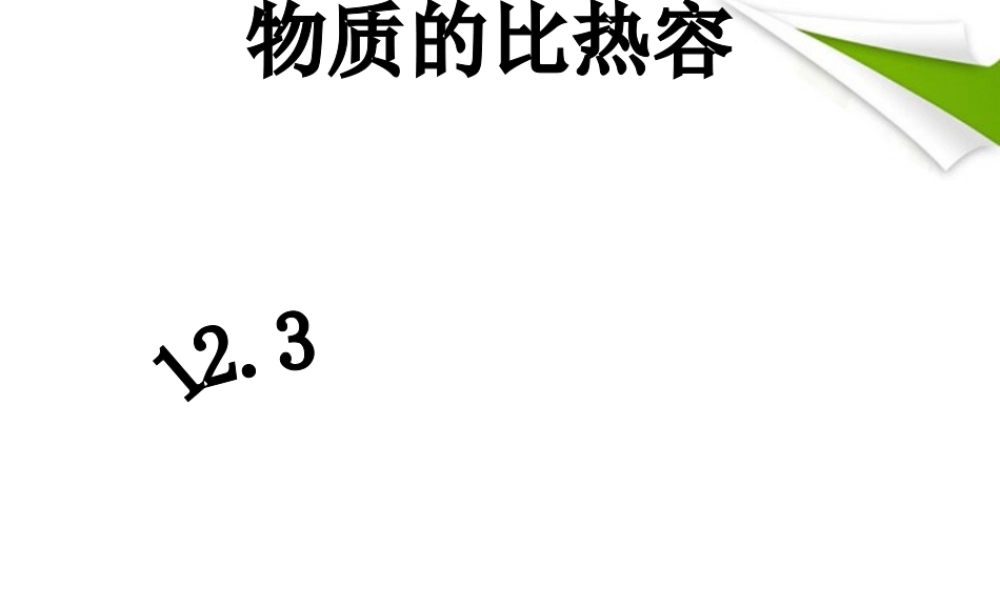 九年级物理上册 123 物质的比热容课件 苏科版 课件