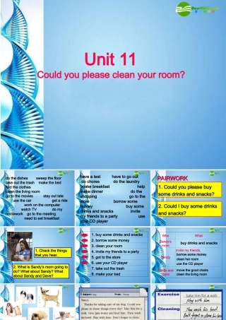 八年级英语上册 unit11Could you please clean your room？课件 人教新目标版 课件