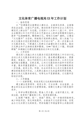 文化体育广播电视局XX年工作计划