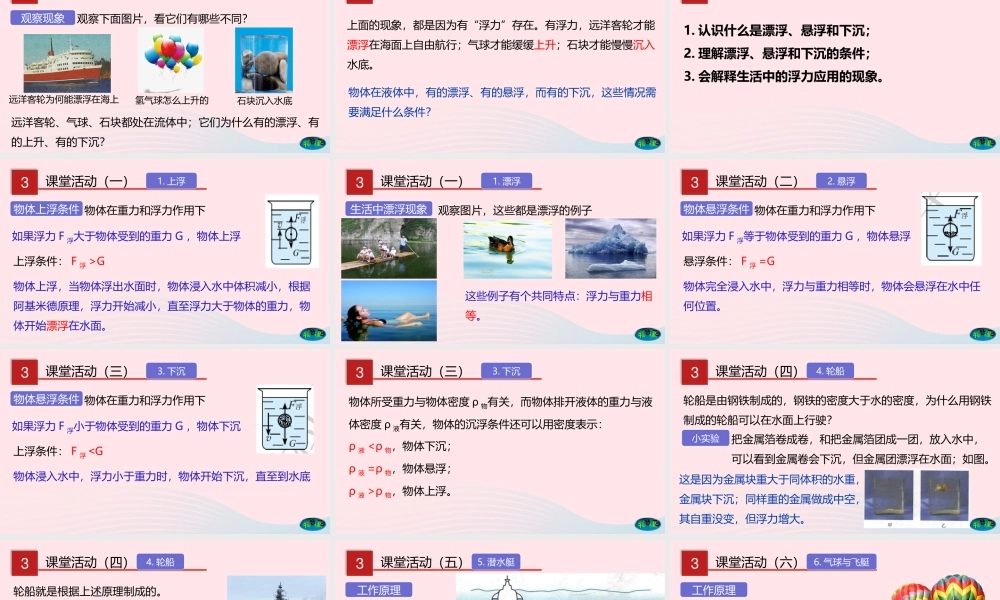八年级物理下册 8.6 物体的沉浮条件课件(新版)北师大版 课件