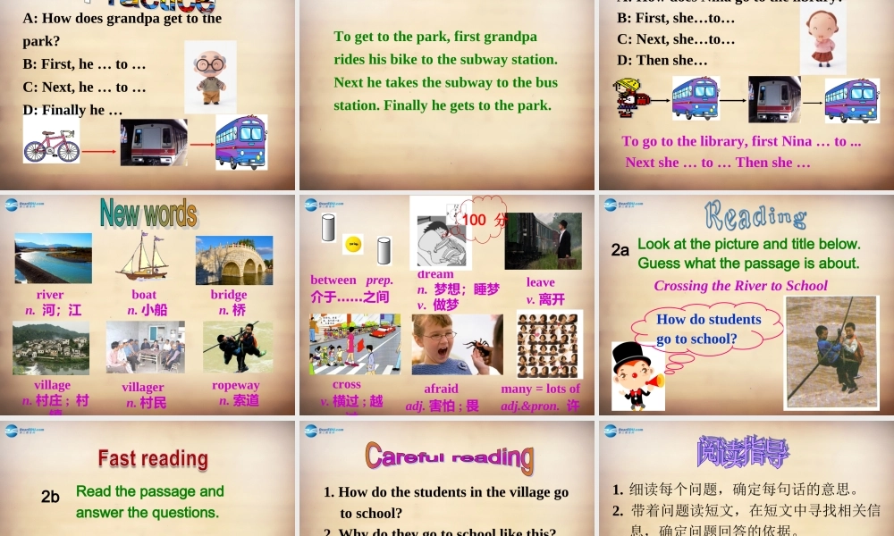 广西平南县大安四中七年级英语下册 Unit 3 How do you get to school Section B课件1 (新版)人教新目标版 课件