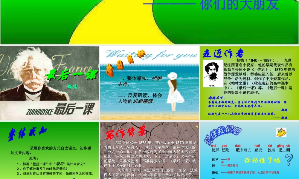 八年级语文 最后一课课件 苏教版 课件
