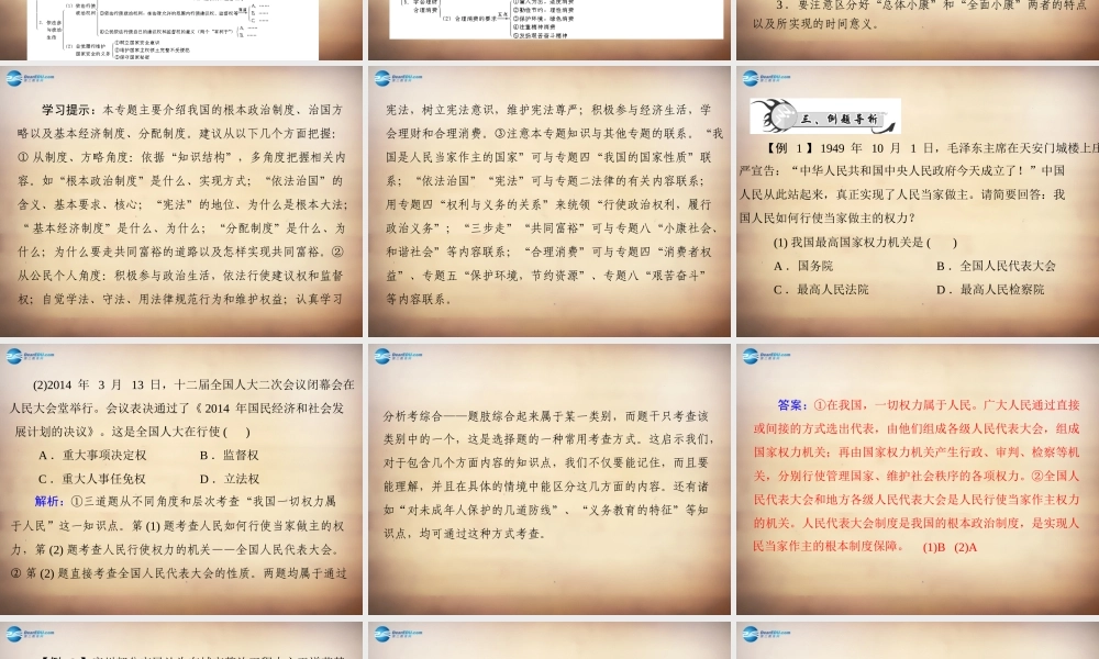 学典中考政治总复习 专题突破六 参与政治生活 关注经济发展 融入社会生活课件 新人教版 课件