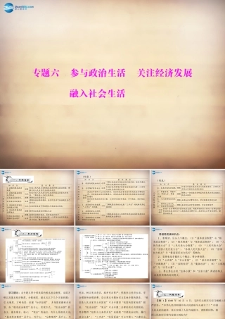 学典中考政治总复习 专题突破六 参与政治生活 关注经济发展 融入社会生活课件 新人教版 课件