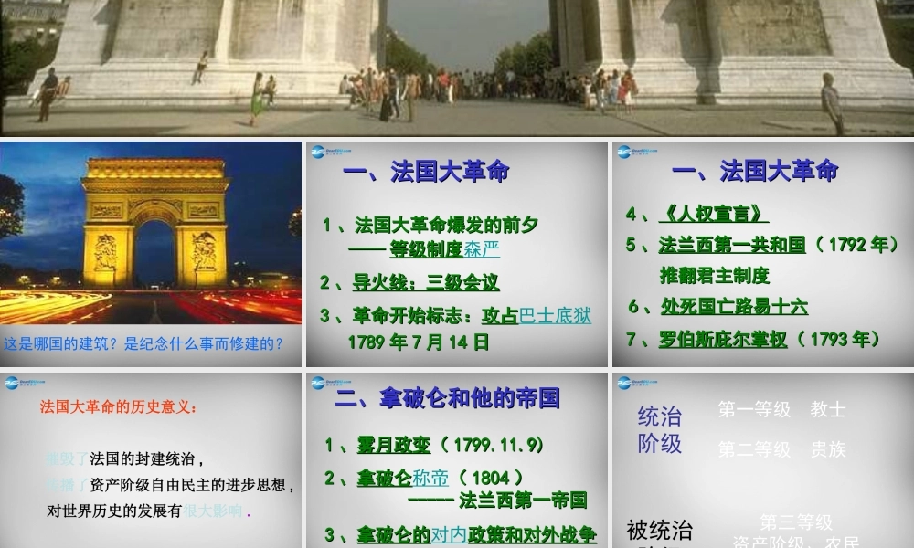 八年级历史与社会下册 第六单元 第三课 第三课时(法国大革命和拿破仑帝国)课件 人教版 课件