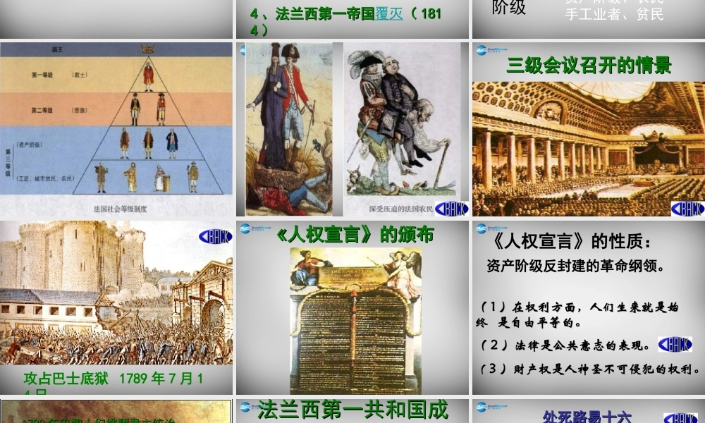 八年级历史与社会下册 第六单元 第三课 第三课时(法国大革命和拿破仑帝国)课件 人教版 课件