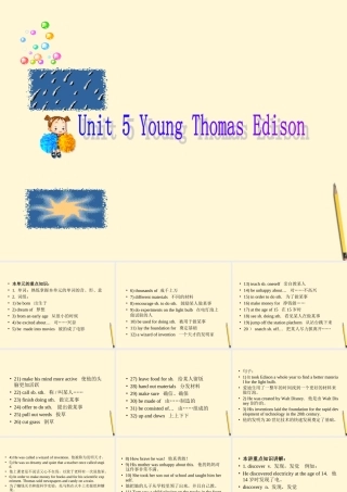 八年级英语下册 Unit 5 Young Thomas Edison复习课件 北京课改版 课件
