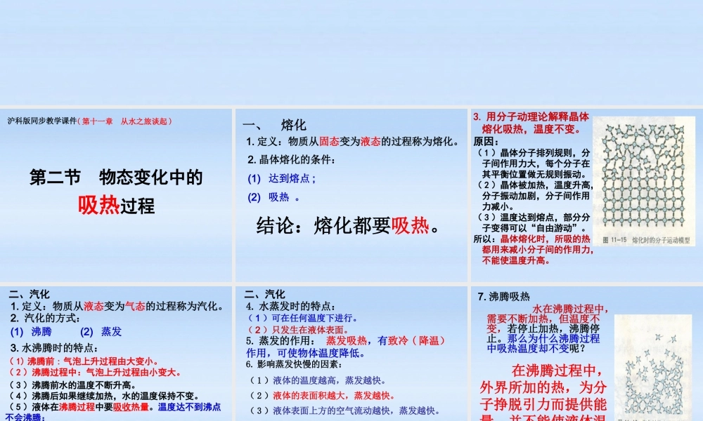 九年级物理 升华现象(吸热过程)课件 沪科版 课件