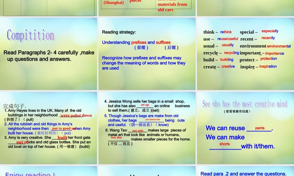 九年级英语全册(Unit 13 We are trying to save the earth Section B(2a 2e))课件 (新版)人教新目标版 课件