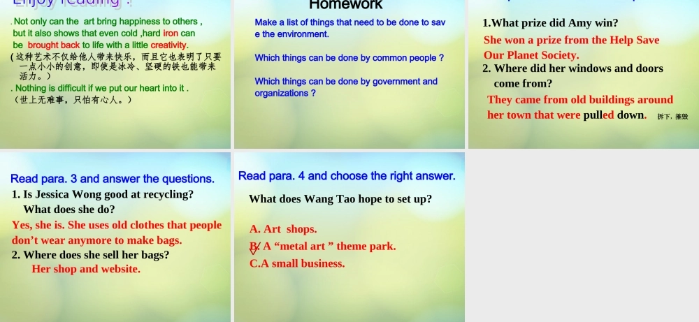 九年级英语全册(Unit 13 We are trying to save the earth Section B(2a 2e))课件 (新版)人教新目标版 课件