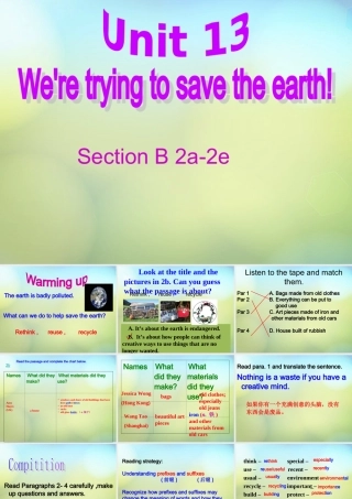 九年级英语全册(Unit 13 We are trying to save the earth Section B(2a 2e))课件 (新版)人教新目标版 课件