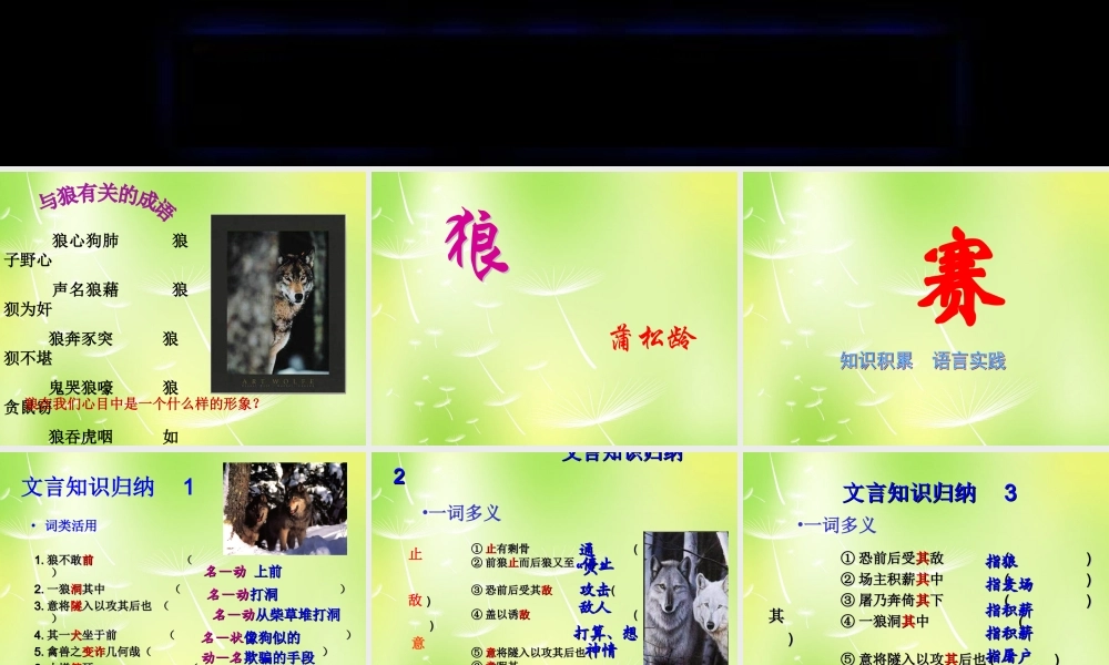 中学七年级语文上册 专题 狼课件2 苏教版 课件