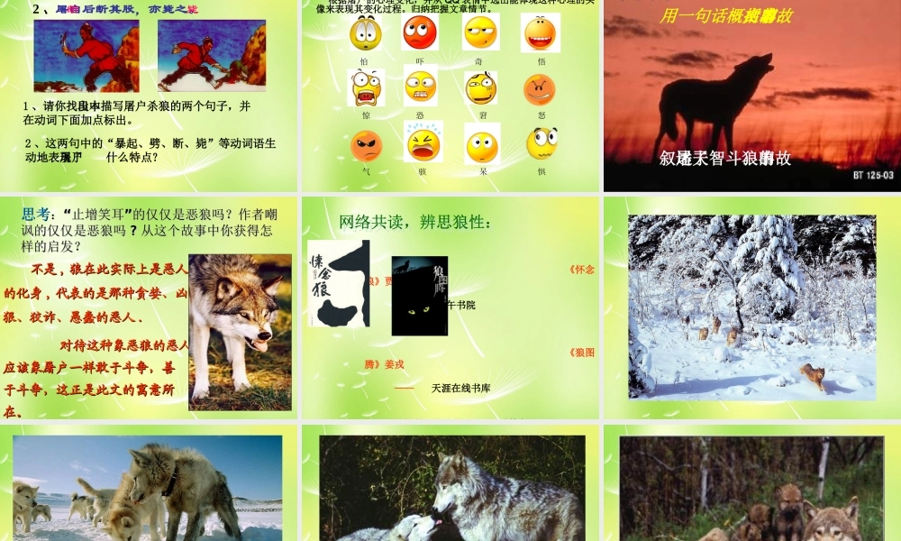 中学七年级语文上册 专题 狼课件2 苏教版 课件