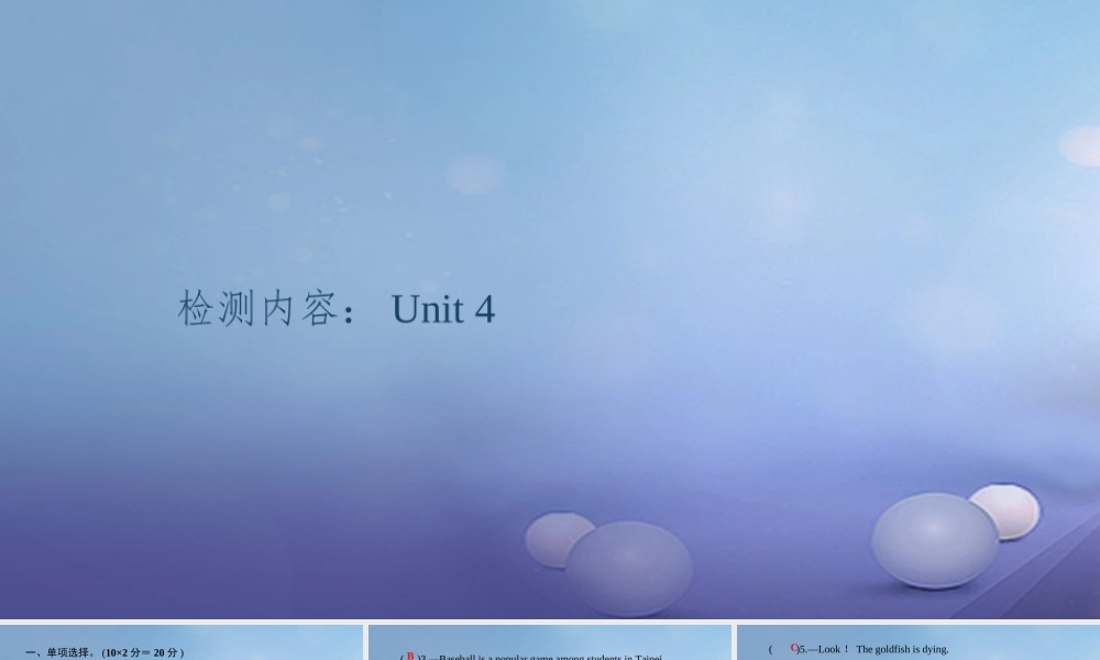 九年级英语全册 周周清4(Unit 4)课件 (新版)人教新目标版 课件