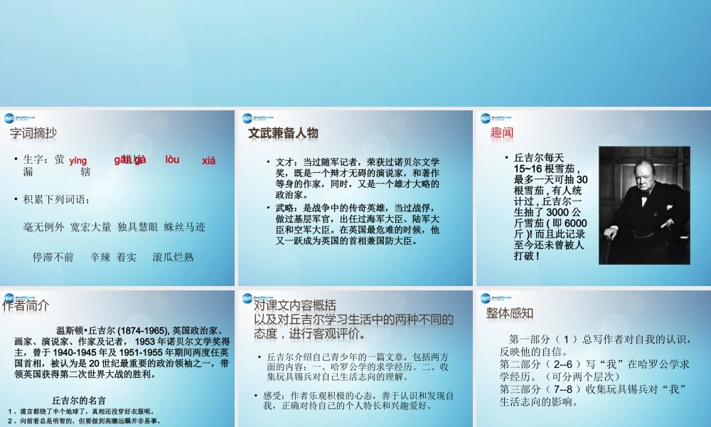 七年级语文上册 8(我的早年生活)课件(1) (新版)新人教版 课件