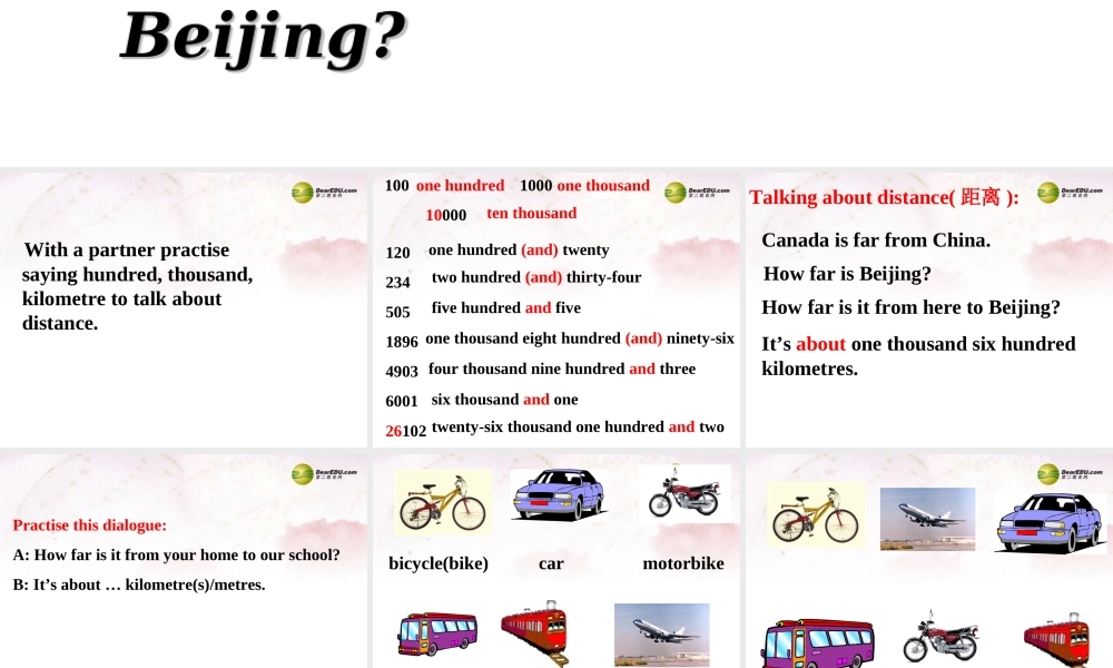 中学七年级英语下册 Lesson 4 How Can We Go To Beijing？课件 冀教版 课件