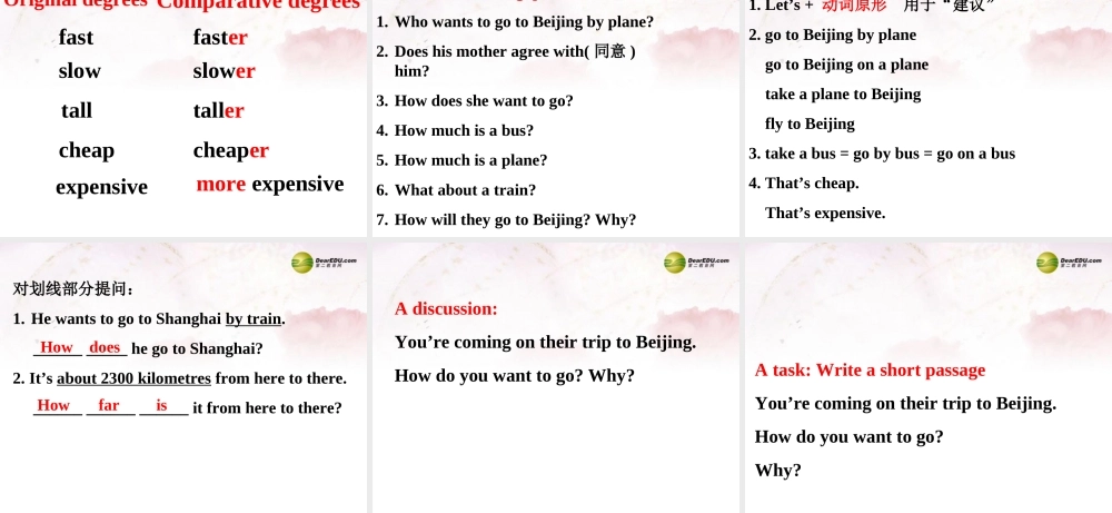 中学七年级英语下册 Lesson 4 How Can We Go To Beijing？课件 冀教版 课件