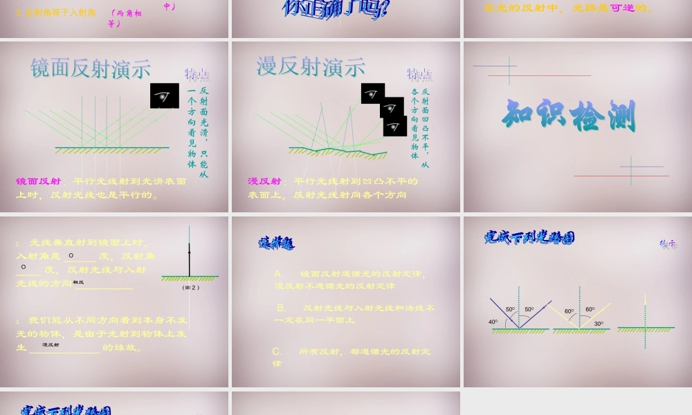 八年级物理全册 4.1 光的反射课件 (新版)沪科版 课件