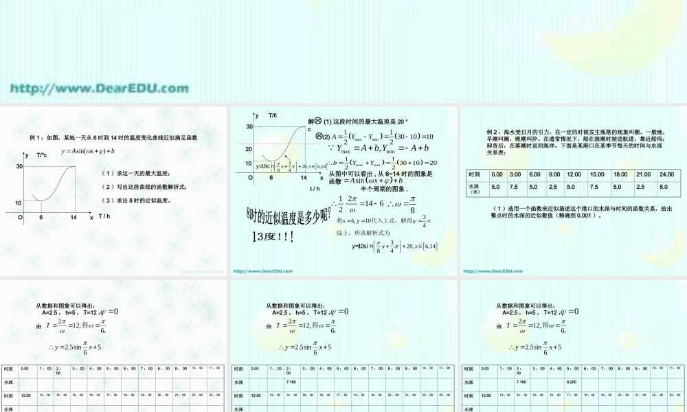 人教版高一数学三角函数模型的简单应用 课件