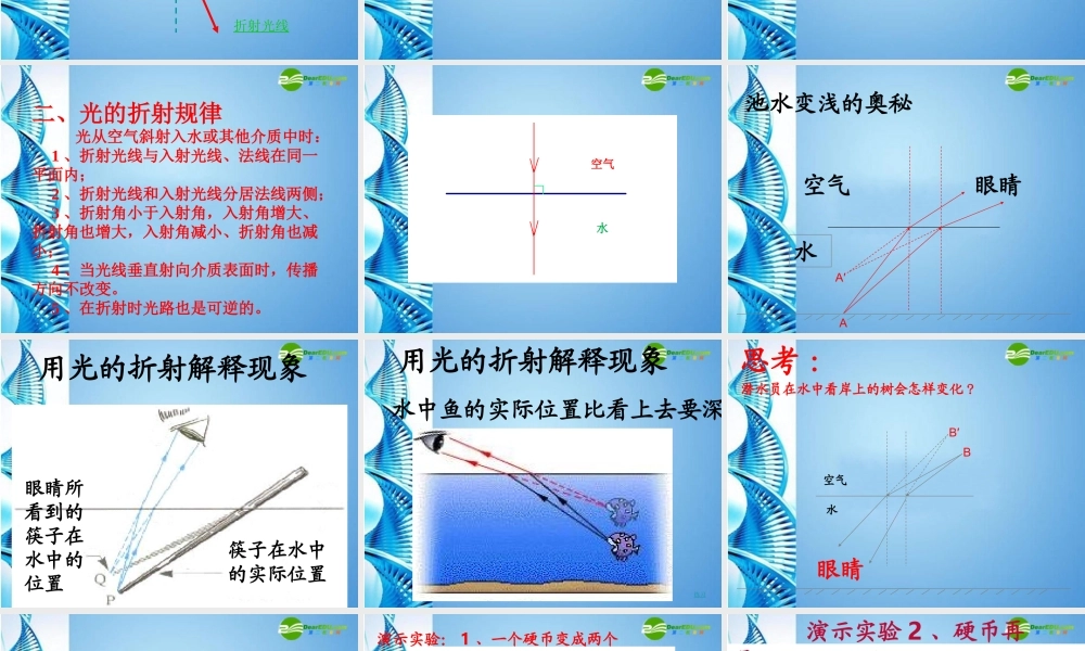 八年级物理上册 第二章第四节 光的折射课件 人教新课标版 课件