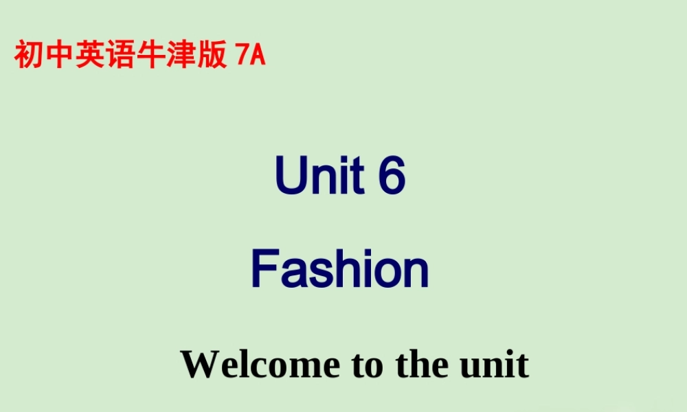 中学七年级英语(Unit6 Fashion：Welcome to the unit)课件