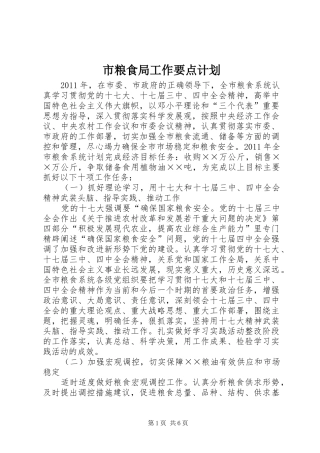市粮食局工作要点计划