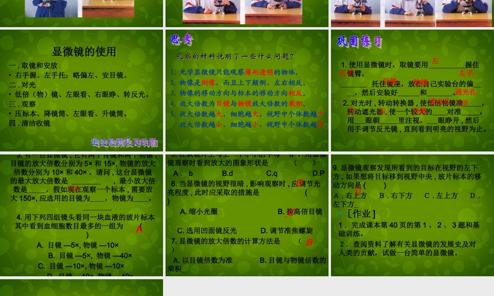 七年级生物上册 第二单元 第一章 第1节 练习使用显微镜课件 新人教版 课件