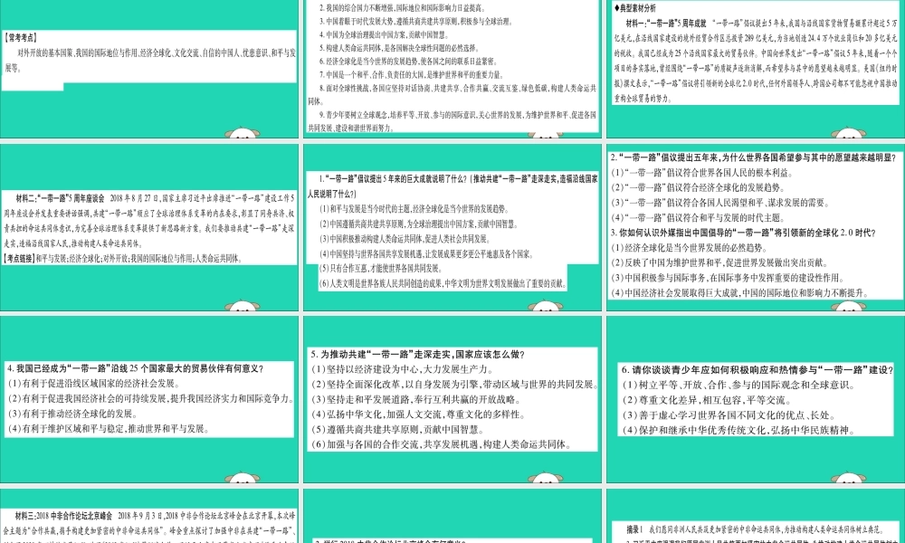 宁夏中考道德与法治考点复习 第三篇 热点透视 天下纵横 专题五 加强国际交流 携手创建未来课件