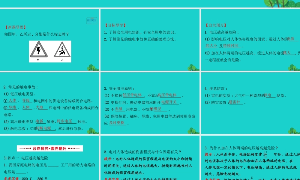 九年级物理全册 第十九章 第3节安全用电习题课件 (新版)新人教版 课件