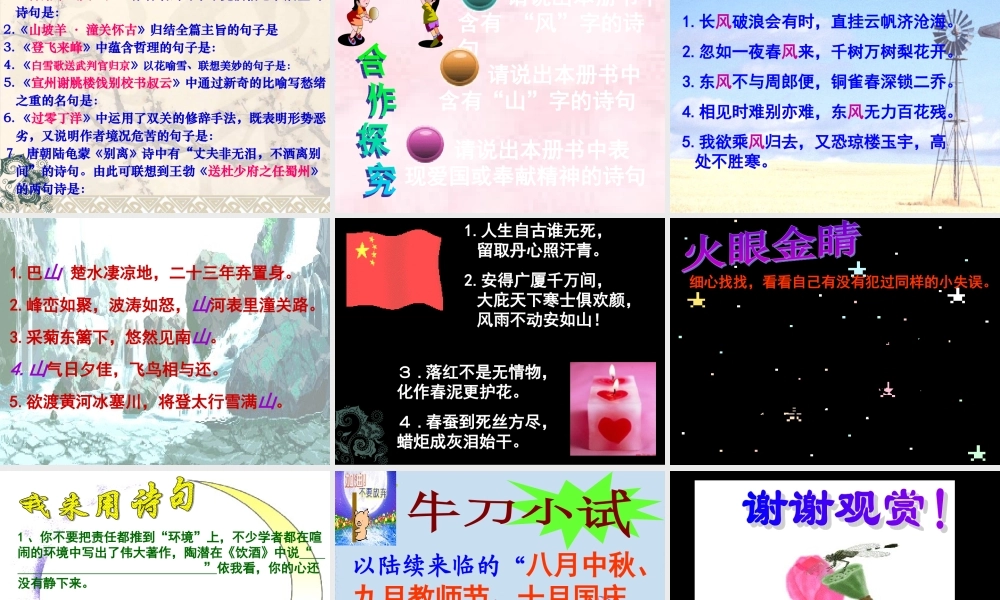 八年级语文下册 诗歌复习课件 人教版 课件