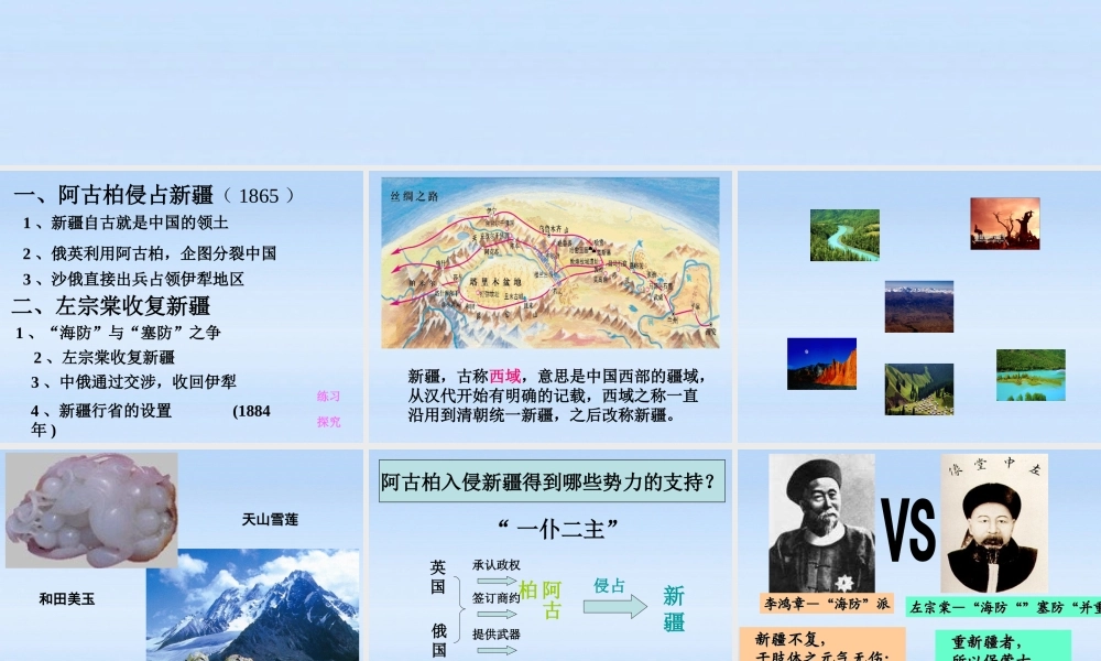八年级历史上册 第3课(收复新疆)课件 人教新课标版 课件