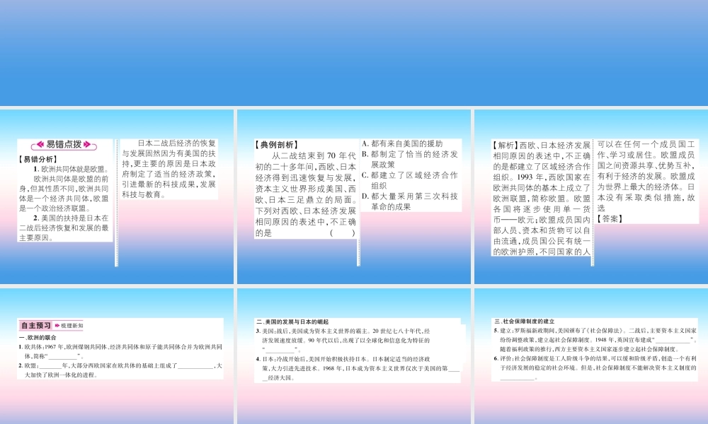 九年级历史下册 第5单元 冷战和美苏对峙的世界 第17课 战后资本主义的新变化易错点拨课件 新人教版 课件