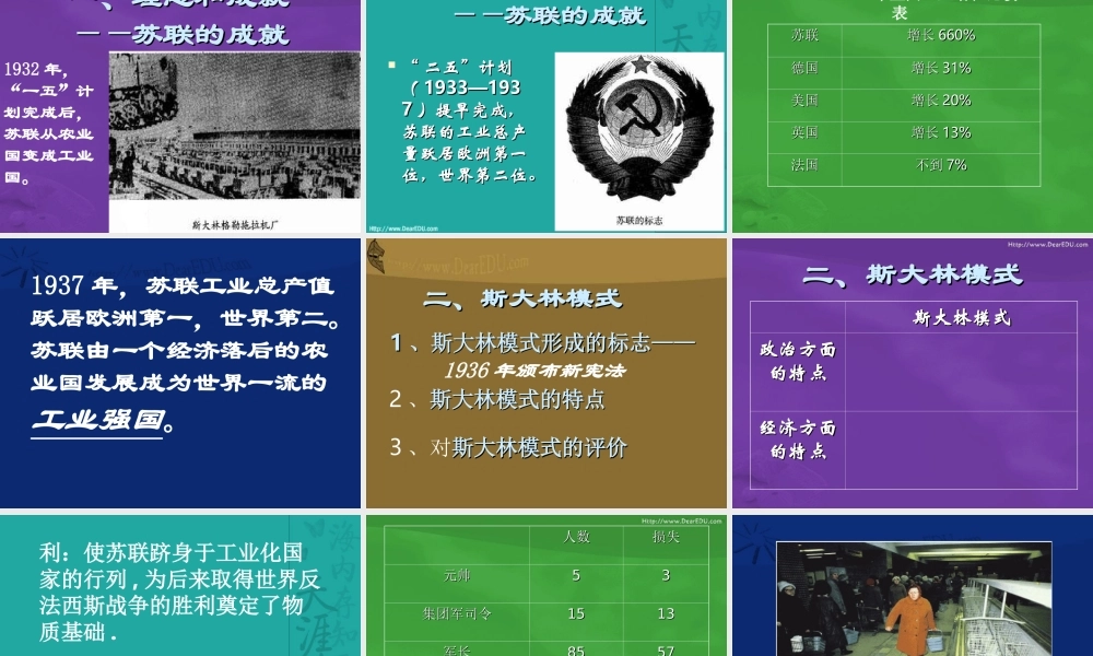 九年级历史苏联社会主义建设课件 北师大版 课件