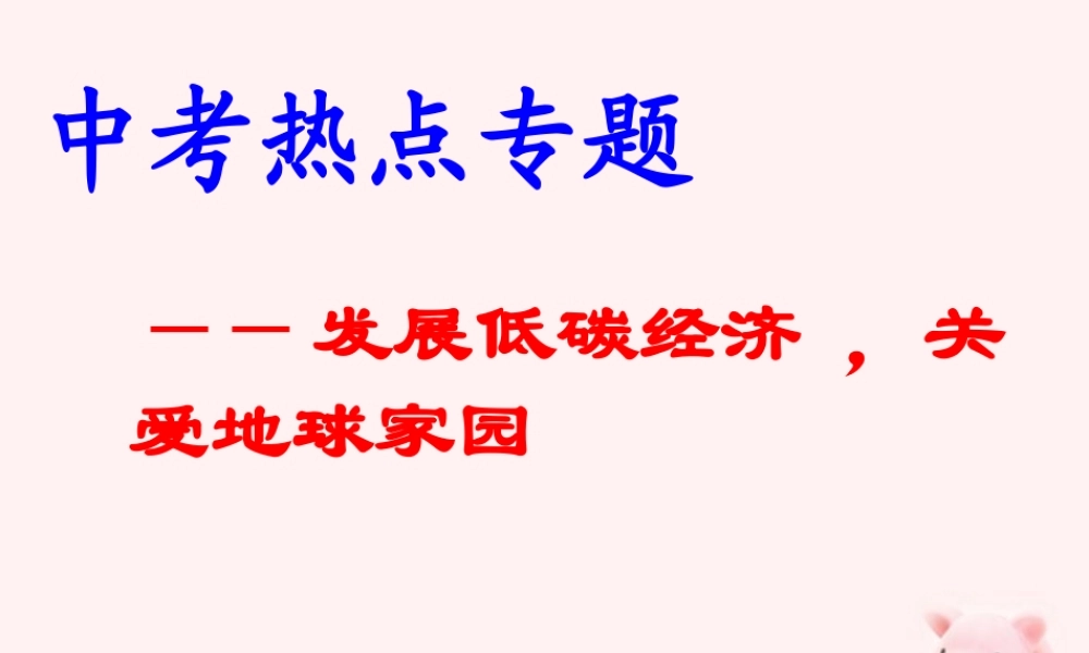 中考政治 低碳生活专题复习课件 人教新课标版 课件